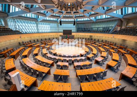 Der leere Plenarsaal des NRW-landtags in Düsseldorf, NRW, Deutschland, Stockfoto