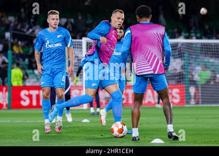 Sevilla, Sevilla, Spanien. 24th. Februar 2022. Artem Dzyuba von Zenit St. Petersburg während der Playoffs der UEFA Europa League Knockout Round Leg am 24. Februar 2022 im Benito Villamarin Stadium ein Spiel zwischen Real Betis und Zenit St. Petersburg ein. (Bild: © Jose Luis Contreras/DAX via ZUMA Press Wire) Stockfoto