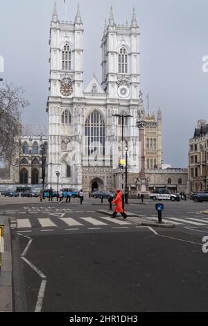 Die Westminster Abbey, die früher den Titel „Collegiate Church of Saint Peter at Westminster“ trägt, ist eine historische, hauptsächlich gotische Kirche in Westminster Stockfoto