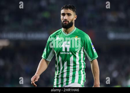 Sevilla, Sevilla, Spanien. 24th. Februar 2022. Nabil Fekir von Real Betis während der Playoffs der UEFA Europa League Knockout Round Leg am 24. Februar 2022 im Benito Villamarin-Stadion ein Spiel zwischen Real Betis und Zenit St. Petersburg ein. (Bild: © Jose Luis Contreras/DAX via ZUMA Press Wire) Stockfoto