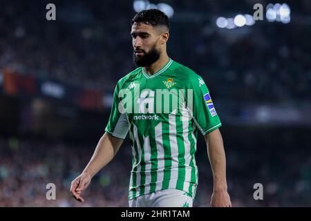 Sevilla, Sevilla, Spanien. 24th. Februar 2022. Nabil Fekir von Real Betis während der Playoffs der UEFA Europa League Knockout Round Leg am 24. Februar 2022 im Benito Villamarin-Stadion ein Spiel zwischen Real Betis und Zenit St. Petersburg ein. (Bild: © Jose Luis Contreras/DAX via ZUMA Press Wire) Stockfoto