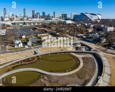 Vom Rodney Cook City Park mit Blick auf die Innenstadt von Atlanta. Stockfoto