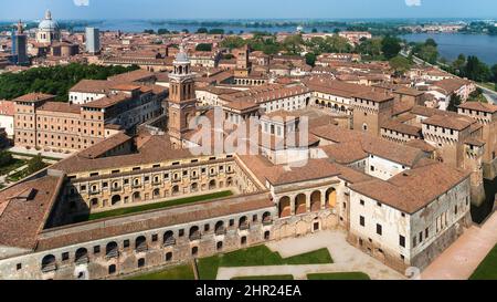 mantua Panorama-Palast der gonzaga Stockfoto