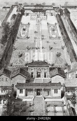 Buddhistischer Tempel, Mongolei. Asien. Reise in die Mongolei von Nikolai Mijailovich Przewalski in den Jahren 1870-1873, Le Tour du Monde 1877 Stockfoto