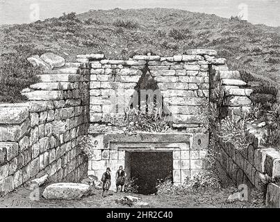 Schatzkammer von atreus an der archäologischen Stätte von Mykene, Peloponnes, Griechenland. Reise in Griechenland von Henri Belle Stockfoto