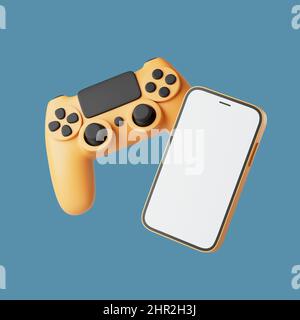 Einfaches mobiles Gaming mit weichen Schatten auf der 3D-Render-Illustration. Isoliertes Objekt im Hintergrund Stockfoto