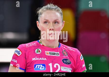 Pala Wanny, Florenz, Italien, 24. Februar 2022, Micha Hancock (Igor Gorgonzola Novara) während des Il Bisonte Firne gegen Igor Gorgonzola Novara - Volleyb Stockfoto