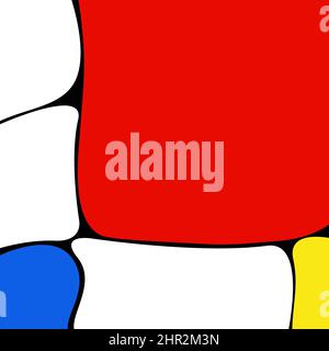 Mondrian Style Emulation, Retro Pop Art Pattern, Piet Mondrian Print, Bauhaus Poster, Mid Century Modern Contemporary Abstract Colorful Wall Art Work Stockfoto