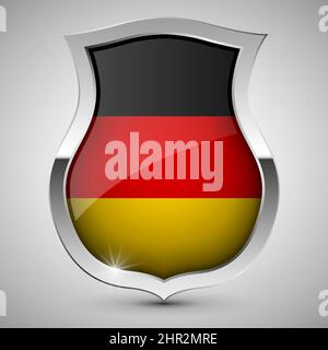 EPS10 Vektor Patriotisches Schild mit Flagge von Deutschland. Ein Element der Wirkung für die Verwendung, die Sie daraus machen möchten. Stock Vektor