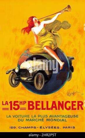 La 15hp Bellanger (1921) - Leonetto Cappiello - vintage Werbeplakat. Digital verbessert. Stockfoto