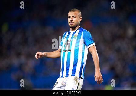 Rafael Alcantara Rafinha von Real Sociedad während der UEFA Europa League, Play-off, 2.-Bein-Fußballspiel zwischen Real Sociedad und RB Leipzig am 24. Februar 2022 im Anoeta-Stadion in San Sebastian, Spanien - Foto: Ricardo Larreina/DPPI/LiveMedia Stockfoto