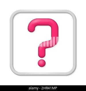 3D Zeichentricksymbol für Fragezeichen. Online ASK Test Query Element Concept Design Design Design. Vektor-Illustration für Benachrichtigungen über mobile Web-Apps Stock Vektor