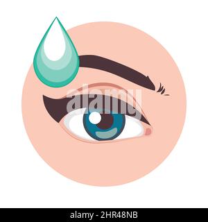 Darstellung von Sehstörungen, Probleme mit dem Auge. Medicine Water Drop Flat Vector-Symbol Stock Vektor