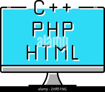 Codierung auf verschiedenen Programmsprachen Farbe Symbol Vektor Illustration Stock Vektor