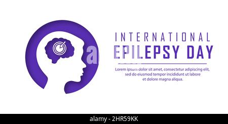 Internationaler Epilepsietag. Weißes Banner mit einer Silhouette eines Jungen. Vektorgrafik im Papierschnitt-Stil. Stock Vektor