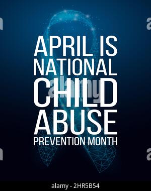 Monatskonzept zur Verhinderung von Kindesmissbrauch. Banner mit blauem Band und Text. Vektorgrafik Stock Vektor