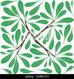 Illustration Vektor Hintergrund von schönen frischen grünen Blättern auf Baumzweigen. Stock Vektor