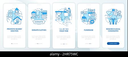 Obdachlosigkeit Assistance Blue Onboarding Mobile App Bildschirm Stock Vektor