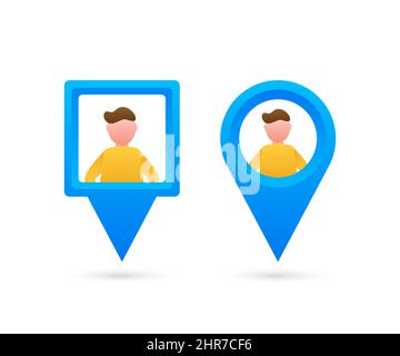 Kartenzeiger mit Pople. PIN Point Human. Vektorgrafik. Stock Vektor