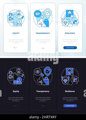 Emergent verfügt über Nacht- und Tagesmodus Onboarding mobile App Bildschirm Stock Vektor
