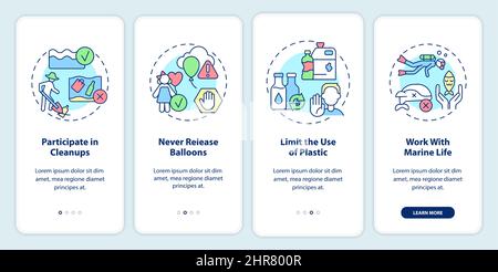 Schutz der Meeresumwelt beim Onboarding der mobilen App Stock Vektor