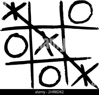 TIC tac Toe wurde isoliert skizziert. Vintage-Spiel im handgezeichneten Stil. Graviert Kreuz und Null entworfen für Poster, Druck, Buchillustration, Logo, Symbol, ta Stock Vektor