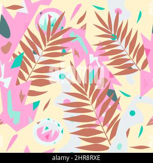 Nahtloses geometrisches Muster mit Farnblättern Stock Vektor