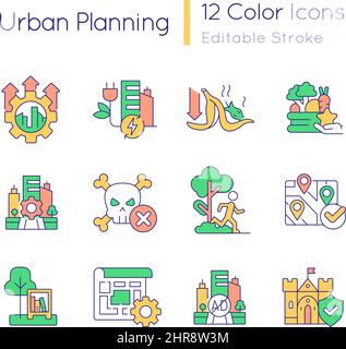 RGB-Farbsymbole für Stadtplanung eingestellt Stock Vektor