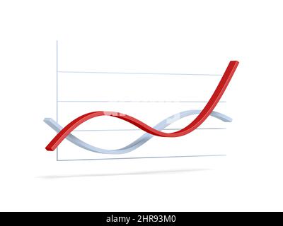 Karte auf weißem Hintergrund isoliert. Finanzdiagramm. Gewinn. 3D Abbildung. Stockfoto