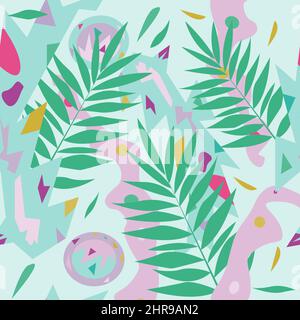 Nahtloses geometrisches Muster mit Farnblättern Stock Vektor