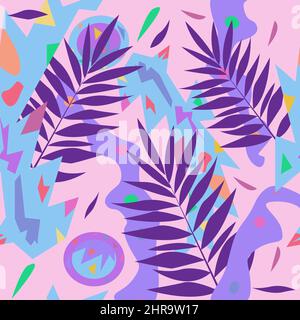 Nahtloses geometrisches Muster mit Farnblättern Stock Vektor