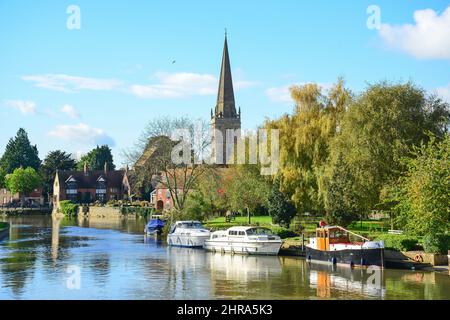 NAG es Head Island und St. Helena Kirche über der Themse, Abingdon-on-Thames, Oxfordshire, England, Vereinigtes Königreich Stockfoto