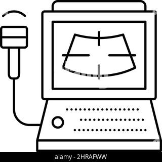 Abbildung des Symbols für die Computerlinie für die Ultraschallradiologie Stock Vektor