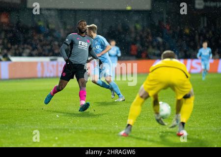 Randers, Dänemark. 24., Februar 2022. Kelechi Iheanacho (14) aus Leicester City während des UEFA Europa Conference League-Spiels zwischen dem Randers FC und Leicester City im Cepheus Park in Randers. (Foto: Gonzales Photo - Balazs Popal). Stockfoto