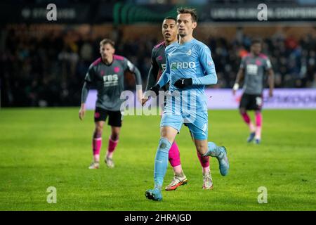 Randers, Dänemark. 24., Februar 2022. Jakob Ankersen (9) vom Randers FC während des UEFA Europa Conference League-Spiels zwischen dem Randers FC und Leicester City im Cepheus Park in Randers. (Foto: Gonzales Photo - Balazs Popal). Stockfoto