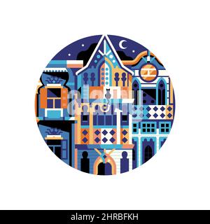 Reise Istanbul Ikone mit osmanischen Holzhaus Stock Vektor