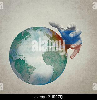 Die Ukraine, Russland und Ländern eurounion militärischen Konflikt. Geopolitische Konzept. Stockfoto