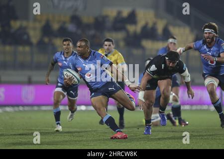 Parma, Italien. 25.. Februar 2022. Cornal Hendricks (Bulls) während Zebre Rugby vs Vodacom Bulls, United Rugby Championship Spiel in Parma, Italien, Februar 25 2022 Quelle: Independent Photo Agency/Alamy Live News Stockfoto