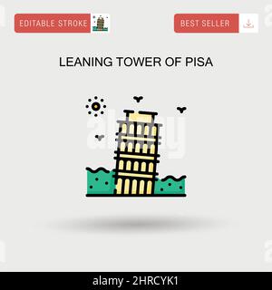 Schiefer Turm von pisa einfache Vektor-Symbol. Stock Vektor