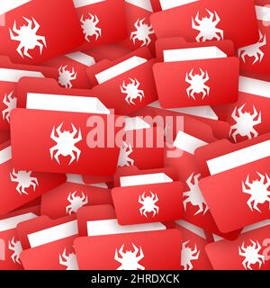 Computervirus auf Datei. Virenschutz. Flaches Symbol. Vektorgrafik Stock Vektor