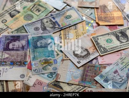 Banknoten aus verschiedenen Ländern Stockfoto