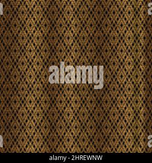 Rhombus Nahtloses Musterdesign in Gold auf schwarzem Hintergrund mit Linienstruktur Stock Vektor
