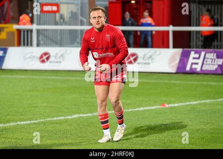 Hull, Großbritannien. 25.. Februar 2022. Matty Storton von Hull KR während des Super League-Spiels zwischen Hull KR und Castleford im Craven Park Stadium, Hull am 25. Februar 2022. Foto von Simon Hall. Nur zur redaktionellen Verwendung, Lizenz für kommerzielle Nutzung erforderlich. Keine Verwendung bei Wetten, Spielen oder Veröffentlichungen einzelner Clubs/Vereine/Spieler. Kredit: UK Sports Pics Ltd/Alamy Live Nachrichten Gutschrift: UK Sports Pics Ltd/Alamy Live Nachrichten Stockfoto