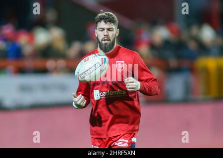 Hull, Großbritannien. 25.. Februar 2022. Will Dagger of Hull KR während des Super League-Spiels zwischen Hull KR und Castleford im Craven Park Stadium, Hull am 25. Februar 2022. Foto von Simon Hall. Nur zur redaktionellen Verwendung, Lizenz für kommerzielle Nutzung erforderlich. Keine Verwendung bei Wetten, Spielen oder Veröffentlichungen einzelner Clubs/Vereine/Spieler. Kredit: UK Sports Pics Ltd/Alamy Live Nachrichten Gutschrift: UK Sports Pics Ltd/Alamy Live Nachrichten Stockfoto