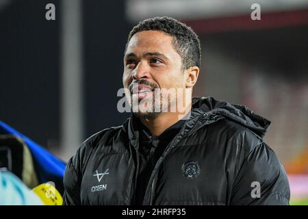 Kingston upon Hull, Großbritannien. 25.. Februar 2022. Jordan Turner wird am 2/25/2022 von BBC Sport in Kingston upon Hull, Großbritannien, interviewt. (Foto von Melie Allatt/News Images/Sipa USA) Quelle: SIPA USA/Alamy Live News Stockfoto