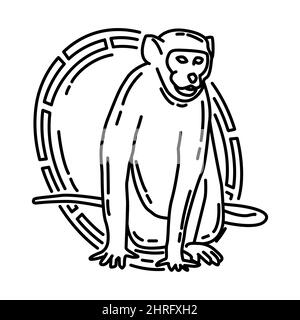 Monkey Feng Shui Symbole Teil der chinesischen Neujahr Zubehör und Feng Shui Symbole Hand gezeichnet Icon Set Vektor. Stock Vektor