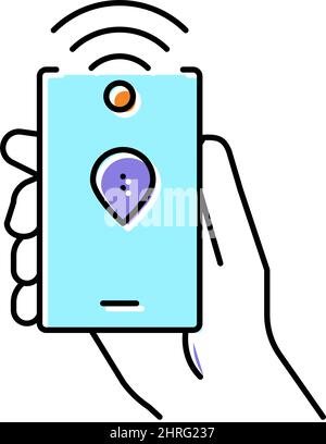 Smartphone mit rfid nfc Technologie Farbe Symbol Vektor Illustration Stock Vektor