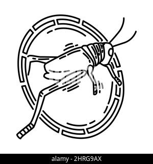 Cricket Feng Shui Symbole Teil der chinesischen Neujahrszubehör und Feng Shui Symbole handgezeichnete Icon Set Vektor. Stock Vektor