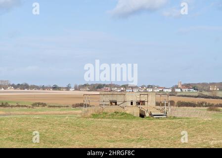 Verlassene Welt Krieg zwei Pillbox. Stockfoto