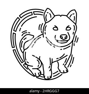 Dog Feng Shui Symbole Teil der chinesischen Neujahr Zubehör und Feng Shui Symbole Hand gezeichnet Icon Set Vektor. Stock Vektor